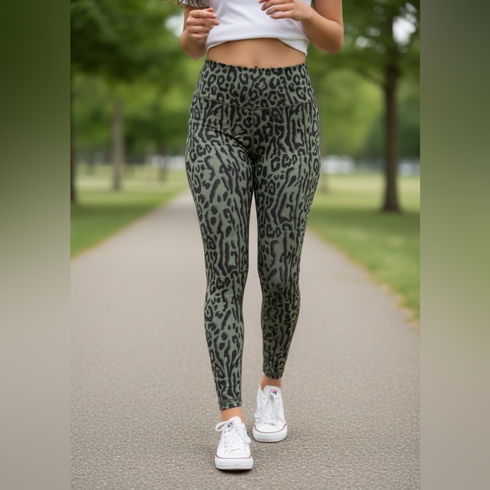 NWT One Step Up Green/Black Leopard High-Waist Leggings Varies Sizes